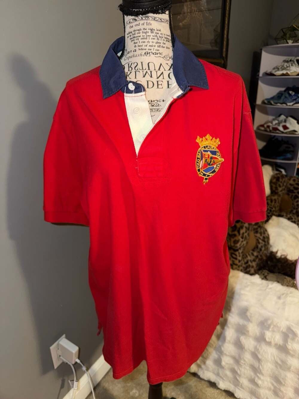 Vintage Polo Ralph Lauren Red Rugby Polo Shirt with MCMLXVII Crest